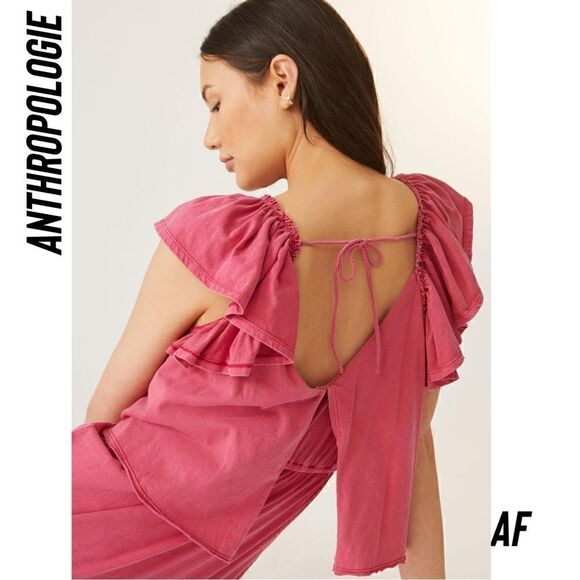 DAILY PRACTICE BY ANTHROPOLOGIE RUFFLED MIDI DRESS IN PINK NWT SMALL - Picture 5 of 7